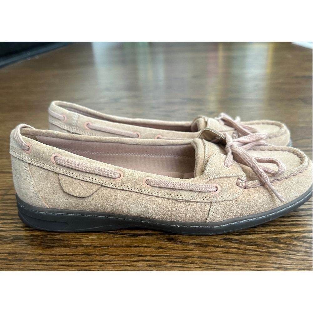 Sperry Angelfish Women 9.5 Tan Suede Boat Shoes Loafers Preppy Coastal Casual